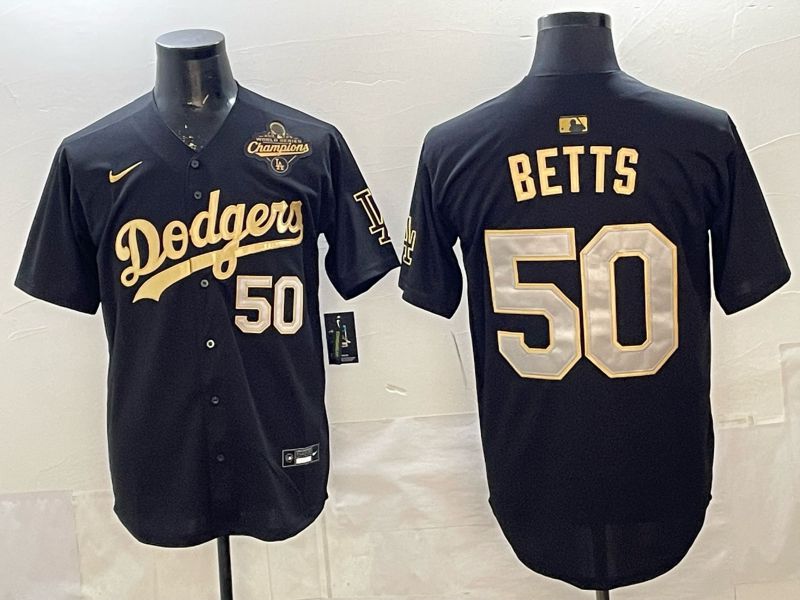 Men Nike 2026 Los Angeles Dodgers #50 Betts black Gold Game MLB Jersey 1216->los angeles dodgers->MLB Jersey
